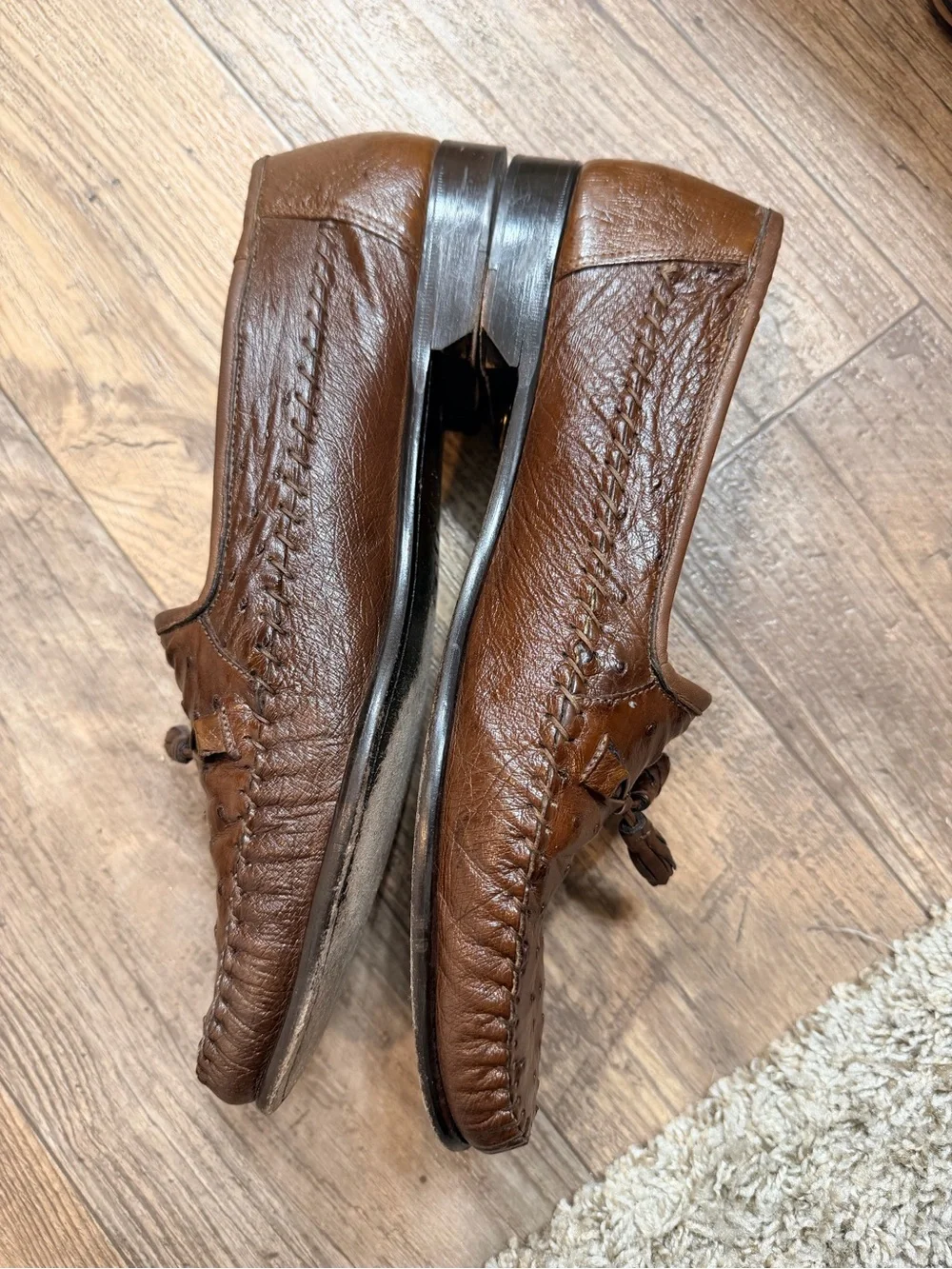 Men's Brown Leather Tassel Slip-On Loafers